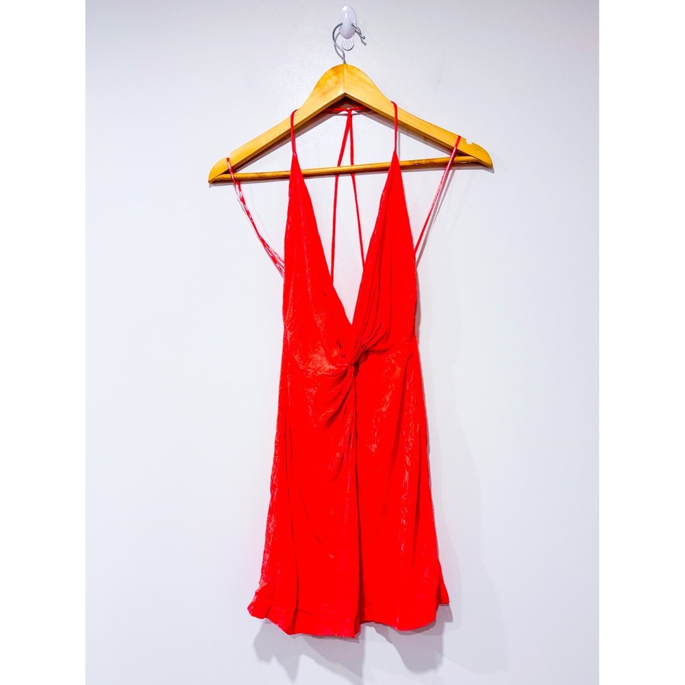 Pink halter floral tank top | Coral open back party | X-Small
